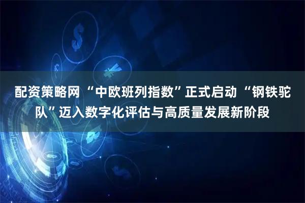 配资策略网 “中欧班列指数”正式启动 “钢铁驼队”迈入数字化评估与高质量发展新阶段